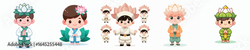 vector of a child in a lotus costume
