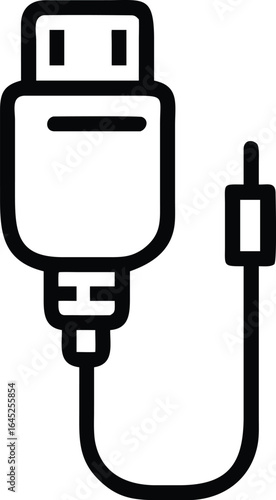 Thin line ccs charging plug icon silhouette isolated on white background