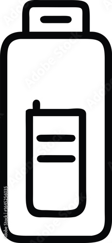 Thin line battery storage pack icon silhouette isolated on white background
