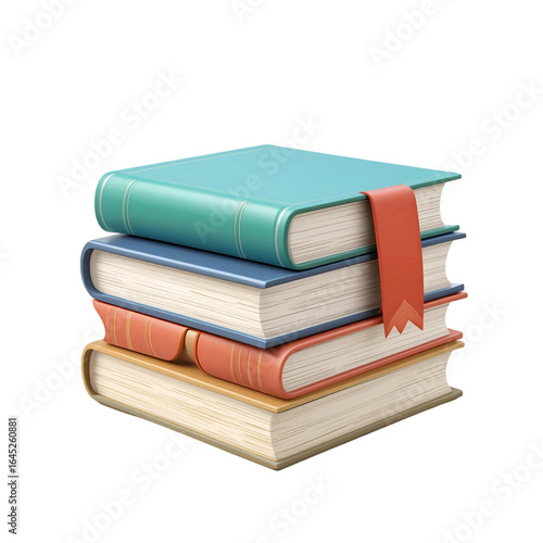 3D Stack of Books Icon for Knowledge & Reading | High-Quality Education Graphics for UI & Web Design
