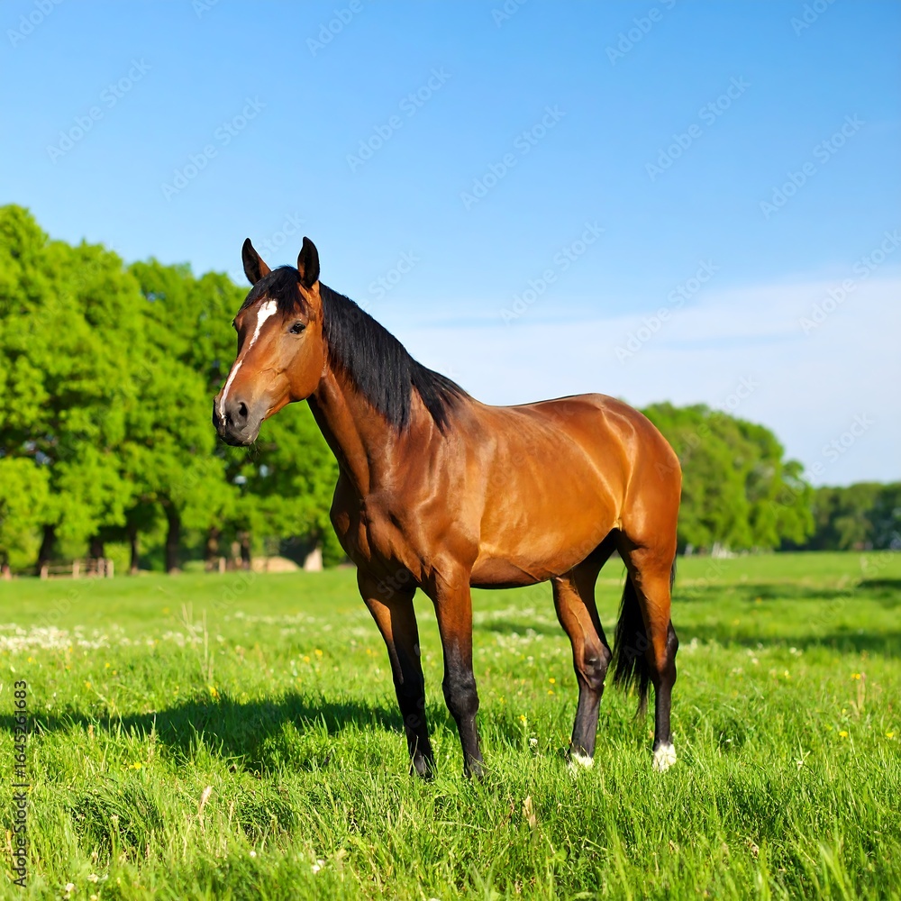 Horse in a meadow, sunny day Horse in a meadow, sunny day