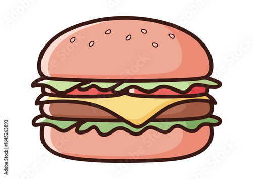 Delicious cheeseburger with fresh ingredients and vibrant colors 