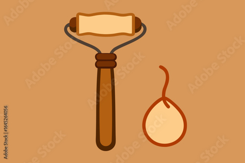 Wooden Facial Roller with Linen Pouch