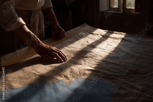 man gazes intently at ancient map of tuscany filled with excitement for his upcoming adventure