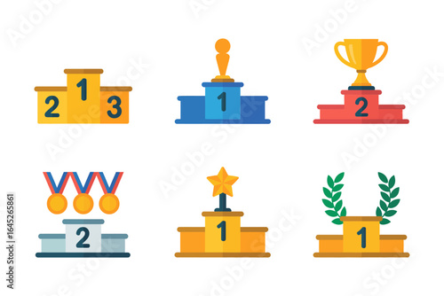 Shield crest and trophy badge collection, award garland medal vector, honor poster, achievement card, decorative print design