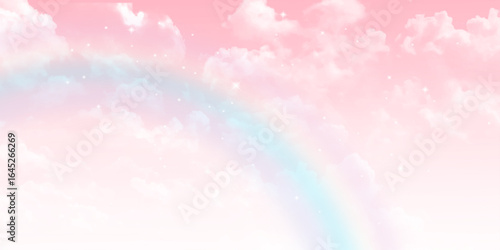 Pink sky with white cloud. The firmament before a large storm. Sweet dream background.