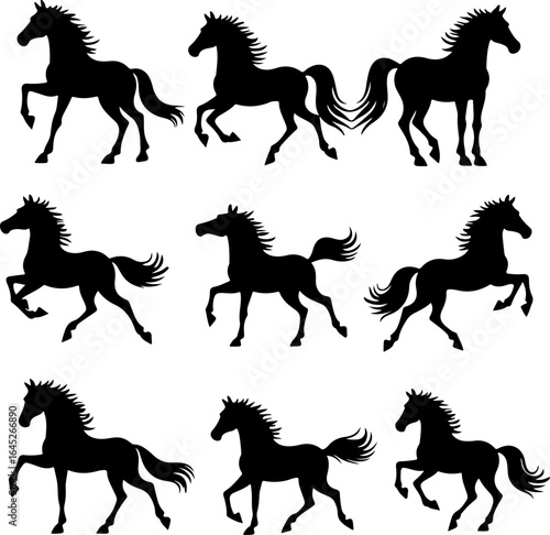 Horse Silhouette Collection Running and Walking