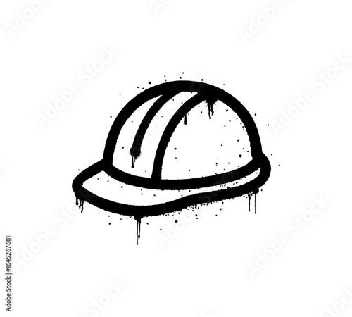 Graffiti Style Construction Safety Helmet Illustration with Urban Street Art Effect