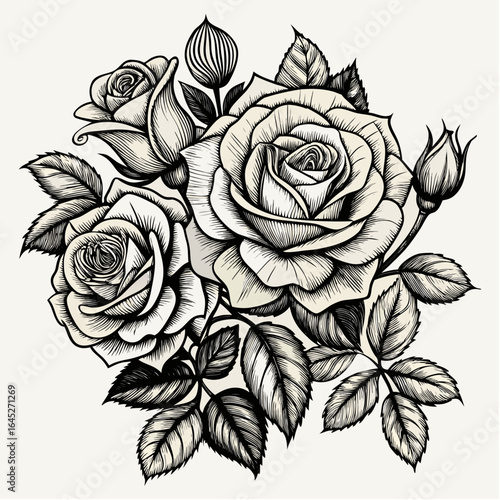 vintage-wildflower-bouquet--black-ink-pen-sketch