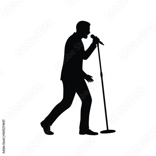 Singer silhouette performing with microphone vocalist musician stage artist concert live music