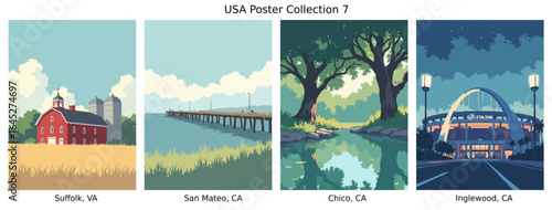 Suffolk, VA , San Mateo, CA , Chico, CA , Inglewood, CA  US Poster Collection