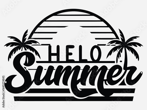 Warm sunset over a beach with palm trees symbolizes the arrival of summer vibes and relaxation in a tropical paradise setting, perfect for vacation themes, travel, and nature-inspired designs.