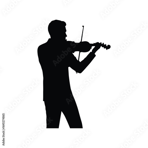 Silhouette of a man playing the violin classical music performer musician elegance isolated vector graphic