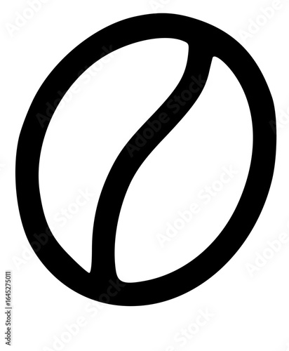 A simple, bold black outline depicting a coffee bean shape against a white background.