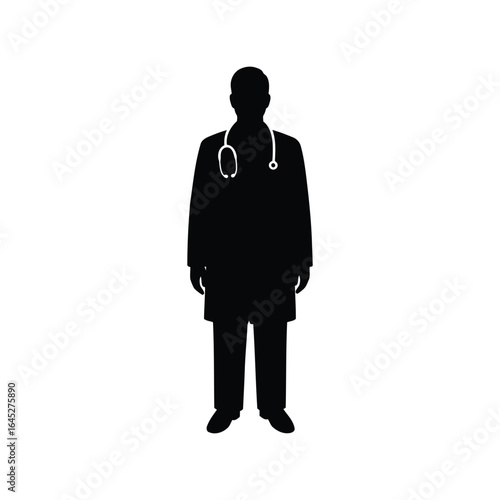 Doctor silhouette with stethoscope medical professional healthcare worker physician icon isolated vector