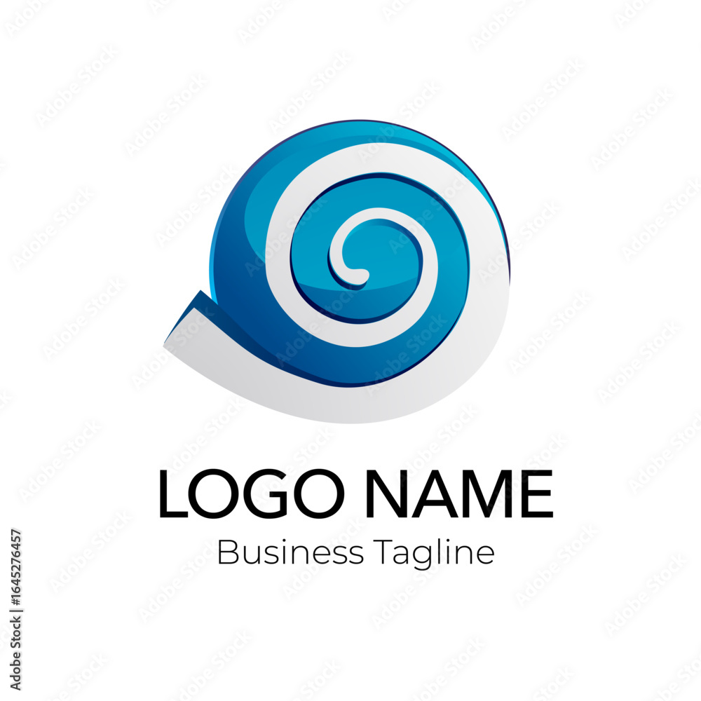 Obraz premium Logo 3D Blue Abstract Round Business Vector Design Template