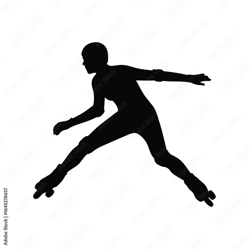 Fototapeta premium Inline skating silhouette rollerblading action speed skater sports activity athletic movement vector graphic