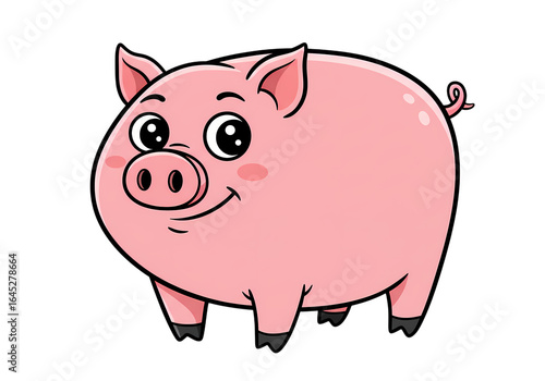 Cartoon Pig Illustration Pink Piglet Character Design for Childrens Media on transparent background