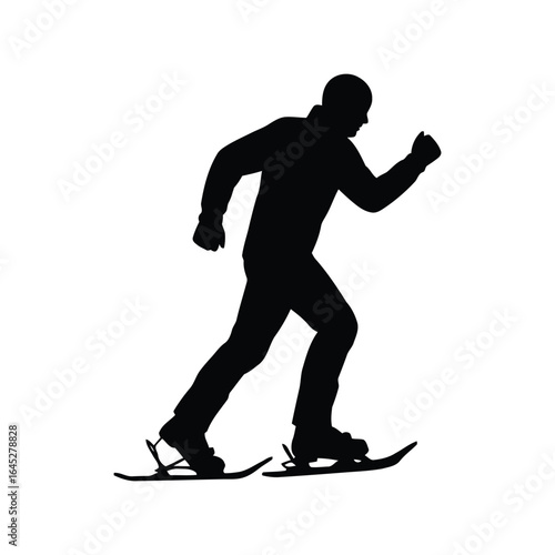 Silhouette of person snowshoeing winter sport outdoor activity active lifestyle