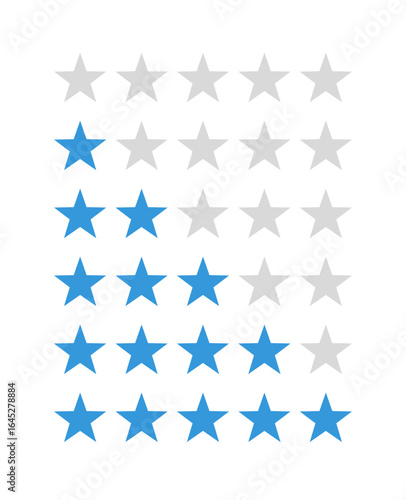 Star Rating Icon set- Flat vector Design with 0-5 Rating Scale