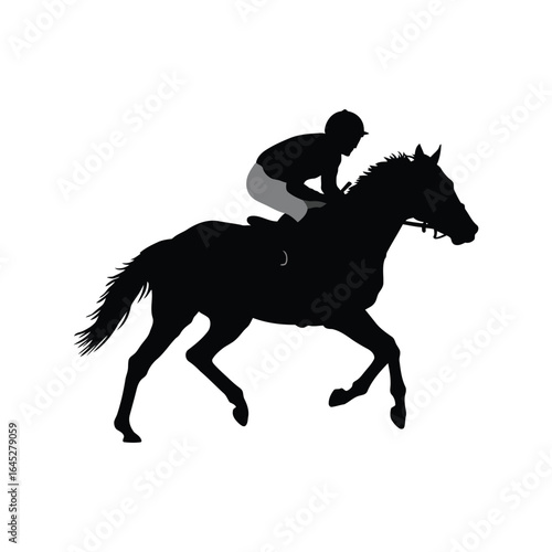 Silhouette of jockey riding a galloping horse equestrian sport racing vector