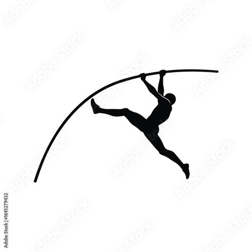 Pole vault athlete silhouette high jump sport athletic action track field event dynamic movement