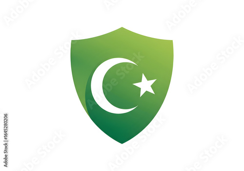 Free Download Green Shield with Crescent Moon and Star Symbol | Islamic Logo Design for Faith-Based Organizations and Cultural Institutions - GFXLoad