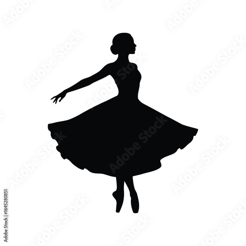 Elegant ballet dancer silhouette graceful female performer classical dance pose artistic vector graphic
