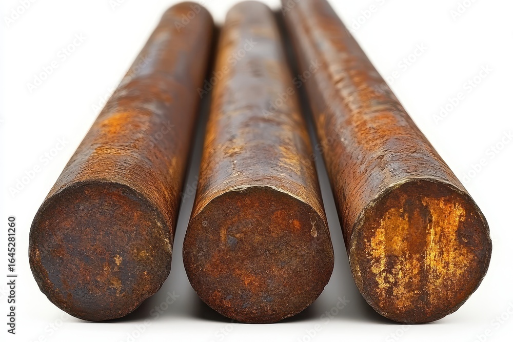 Rusty Steel Bars in Close-Up with Textured Surface and Detail Rusty Steel Bars in Close-Up with Textured Surface and Detail