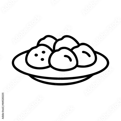 Plate of eight dumplings vector icon   