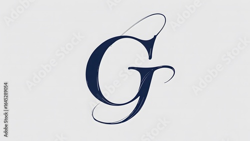 An elegant capital G, meticulously designed with sophisticated calligraphic flourishes. This versatile graphic concept offers a refined visual, ideal for branding, typography, and creative projects.