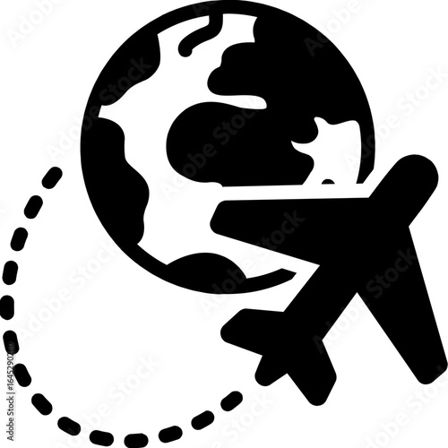 Silhouette vector of a graduation hat, globe, and airplane, symbolizing study abroad, international education, and travel.graduation cap icon, university or college graduation hat icon