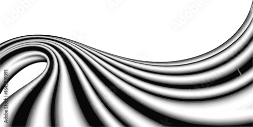 Abstract black and white swirling wave pattern with smooth curves