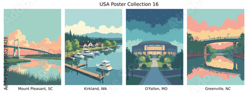 Mount Pleasant, SC , Kirkland, WA , O'Fallon, MO , Greenville, NC  US Poster Collection