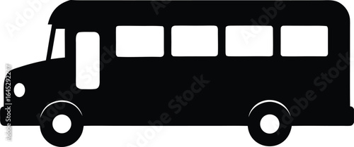 Minimal school bus silhouette icon isolated on white background