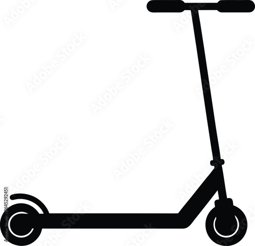 Minimal black kick scooter silhouette icon isolated on white background