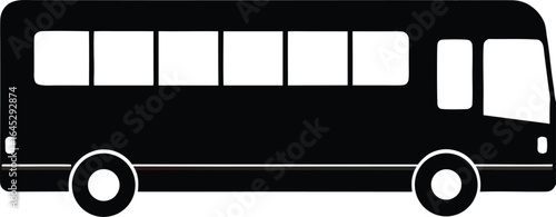 Minimalist black city bus side view icon silhouette isolated on white background