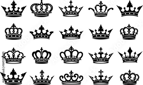 Royal Crown Silhouette Collection vector bundle