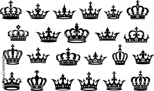 Royal Crown Silhouette Collection vector bundle