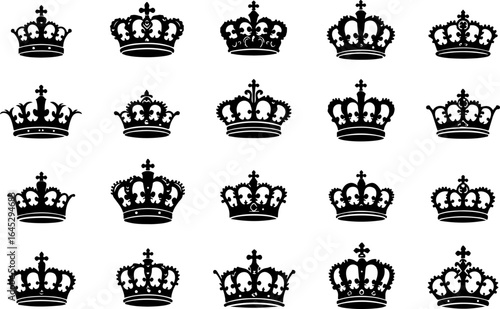 Royal Crown Silhouette Collection vector bundle