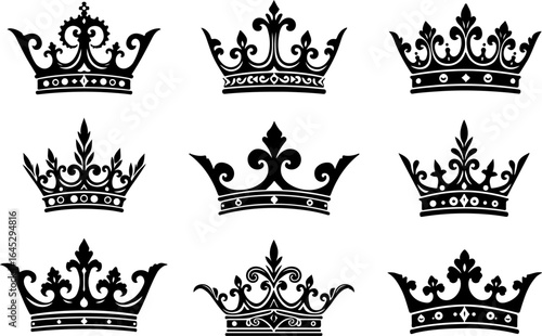 Royal Crown Silhouette Collection vector bundle