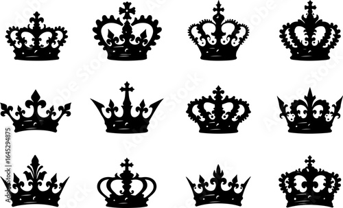 Royal Crown Silhouette Collection vector bundle