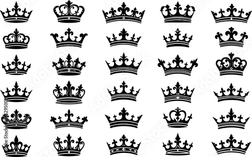 Royal Crown Silhouette Collection vector bundle