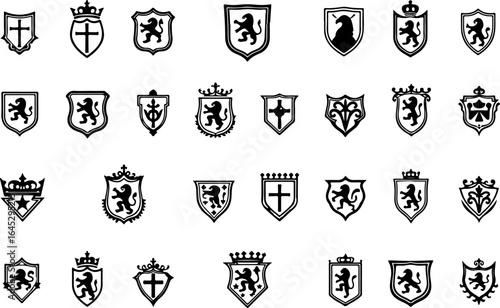 "Royal Heraldry: Crowned Eagle & Shields" vector bundle