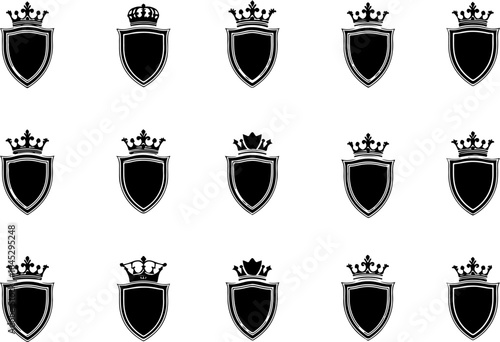 "Royal Heraldry: Crowned Eagle & Shields" vector bundle