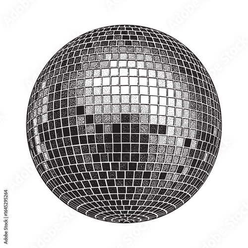 disco ball stipple art grunge halftone vector 