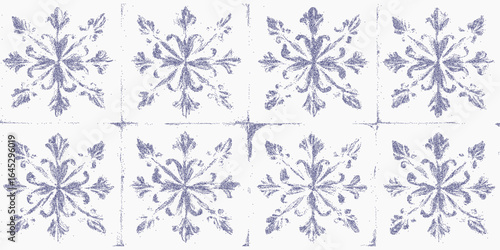 Background of old tiles. Grunge silhouette with halftone noise, soft threshold and grainy overlay. Blurred dots and scratched texture.