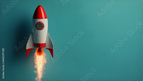 Rocket Launches Into the Sky, Leaving Behind a Trail of Smoke and Fire in the...