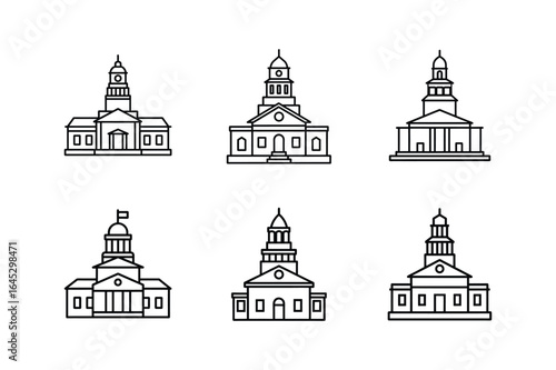 independence hall line art vector illustration
