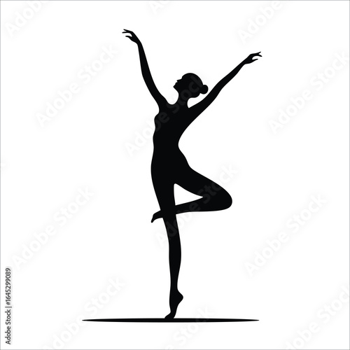 elegant black silhouette of a female ballerina